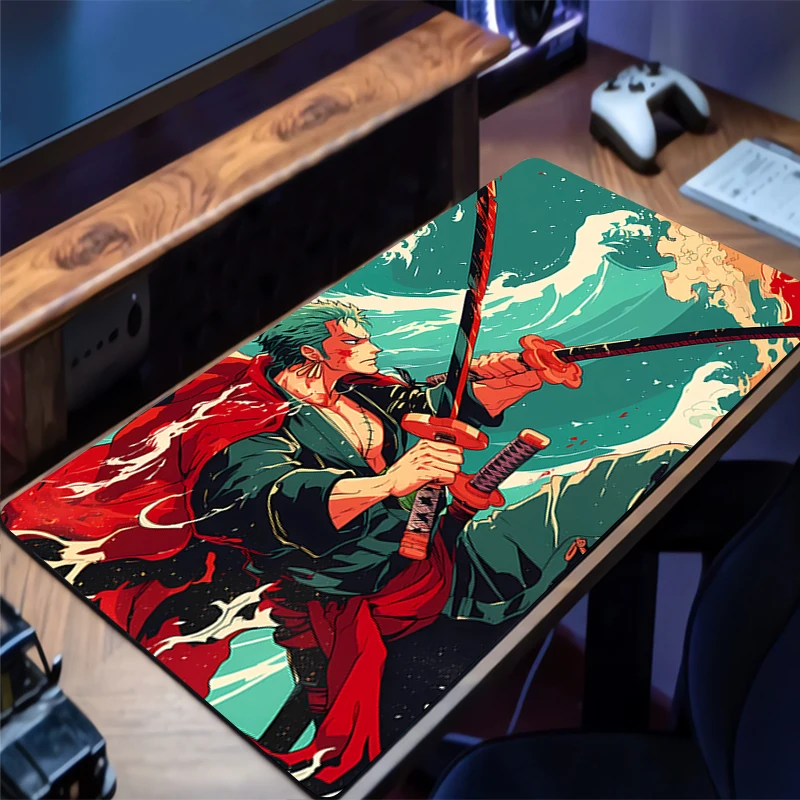 

Mouse Pad Gamer One Piece Zoro Anti-slip Anime Desk Mat Gaming PC Accessories Tablet Pad Large HD Mousepad Extended Keyboard Mat