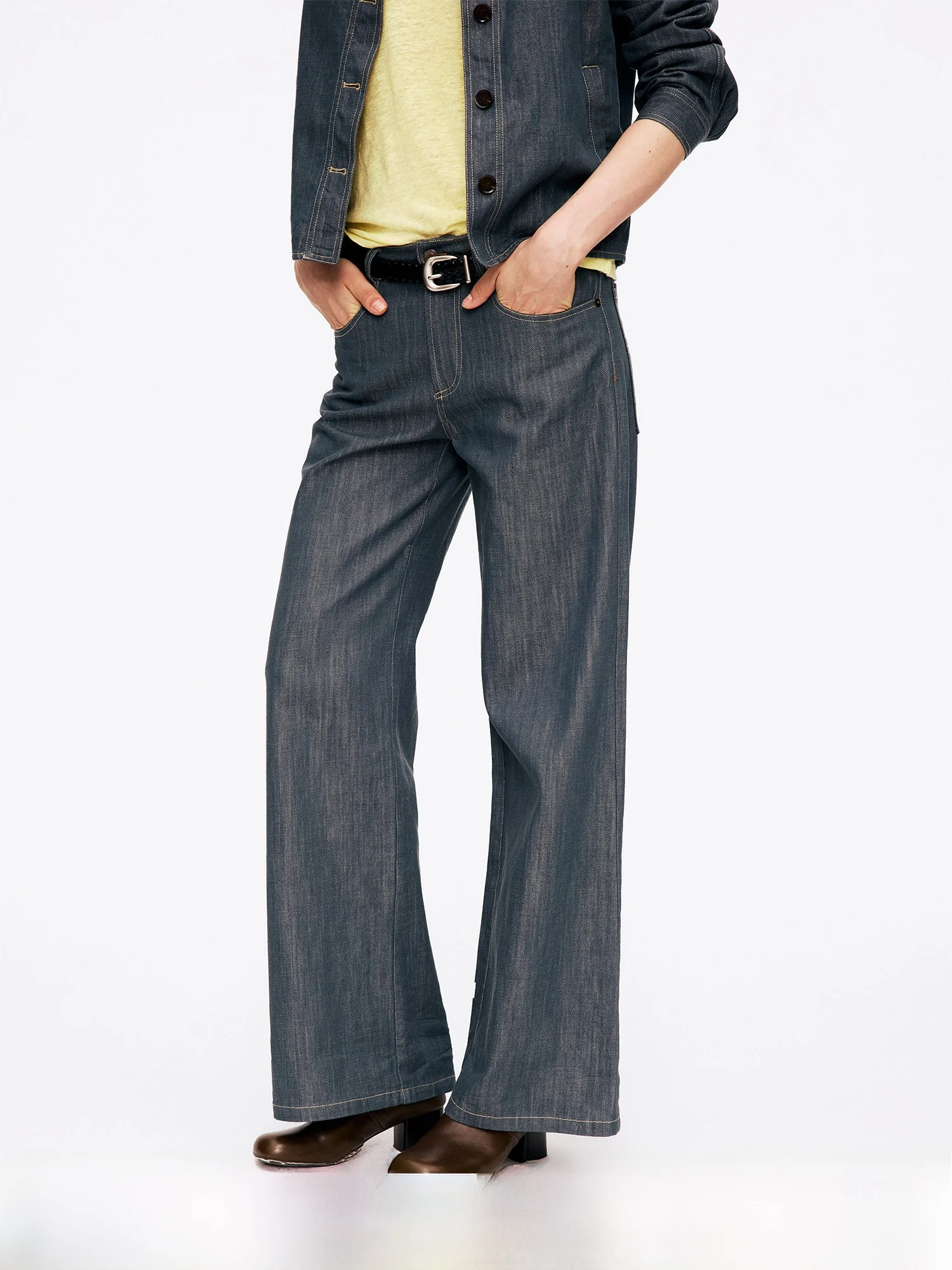 Curri And Retro Washed Cotton Straight Leg Jeans mid Low Waist Distressed Iron Line Water Washed Long Pants for Women