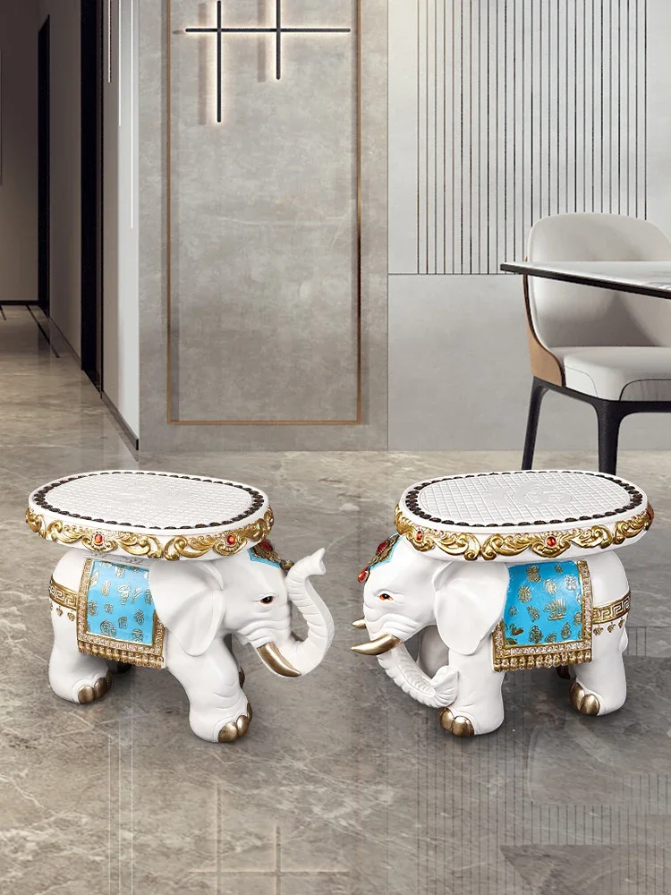 European Style Elephant Stool Ornaments, Home and Living Room Decorations, Wealth Seeking Water Elephants, Moving Gifts