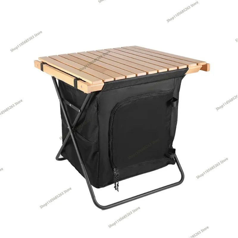 Outdoor Foldable Locker - Solid Wood Dual-Purpose Table Cabinet, Portable Large-Capacity Storage for Camping