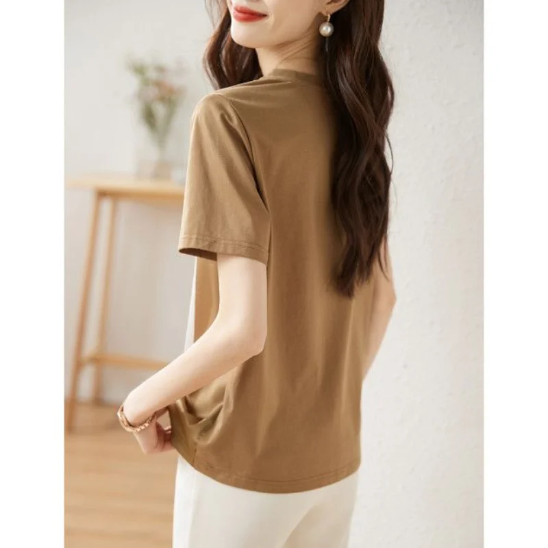 New Summer Women\'s Style O-Neck Short Sleeve Loose Thin Classic Korean Pullovers Printed Fashion Casual All-match Tops