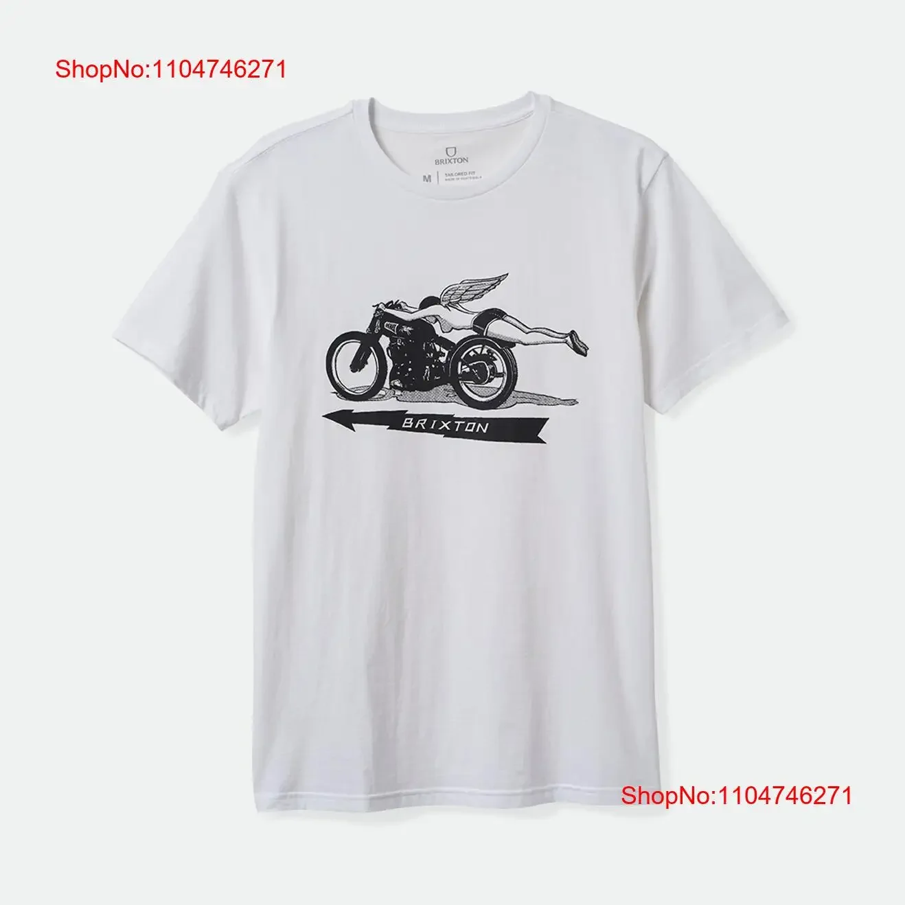 Brixton Flyer camiseta Gr M blanco vintage lavado transpirable versátil moda gráfica Top para uso diario streetwear ligeramente