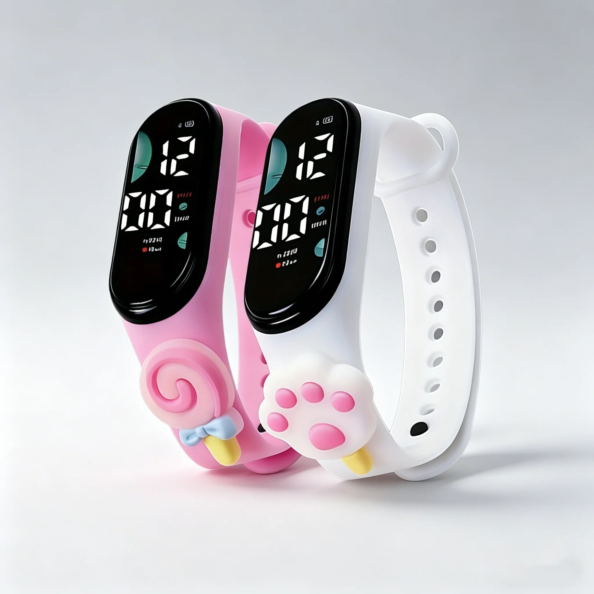 Cute 3D Cartoon Digital Watch - Waterproof LED Display Silicone Band Bracelet Watch for Women Girls view 6