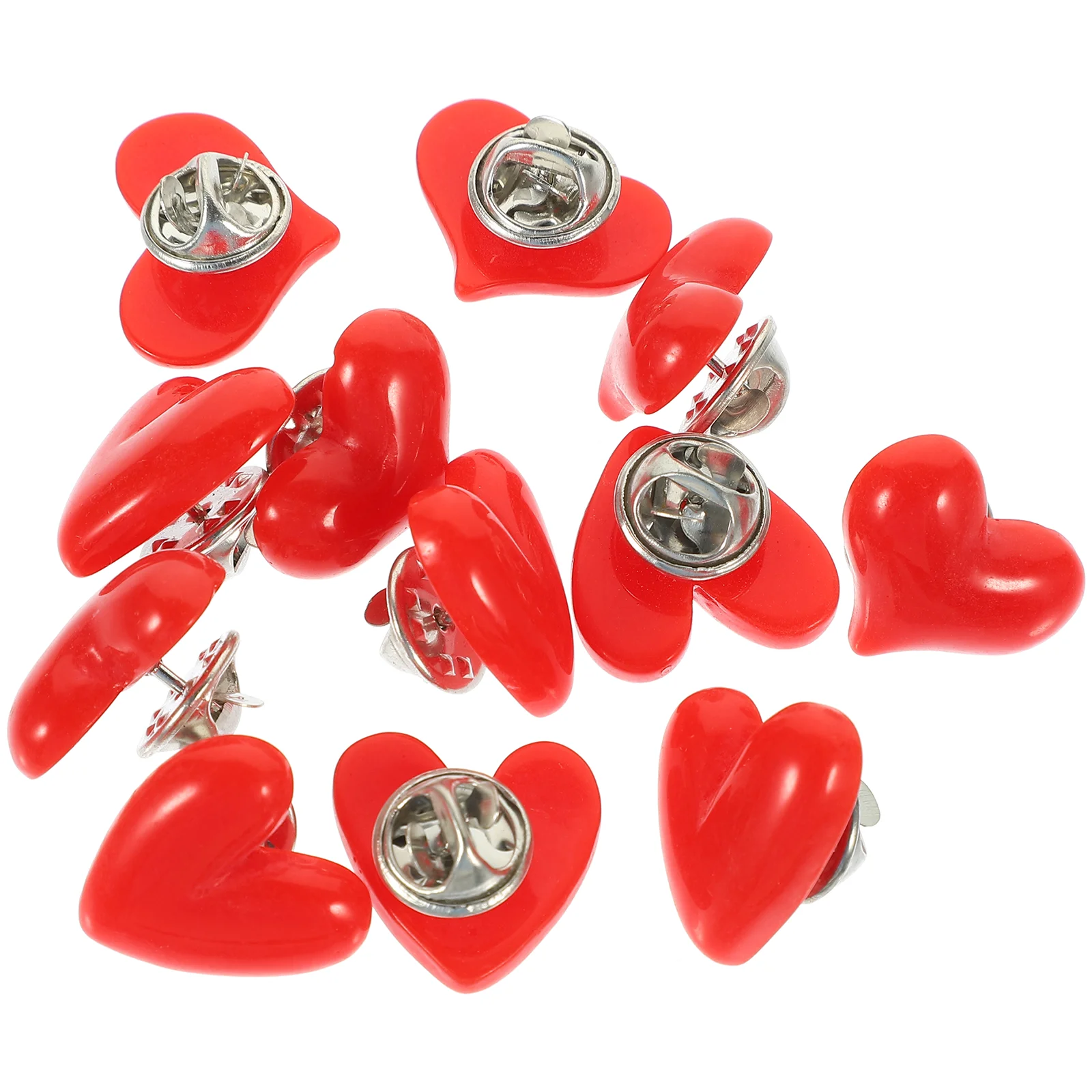 12Pcs Heart Pin Valentine Red Love Heart Brooch Pin Women Costume Accessory Decor