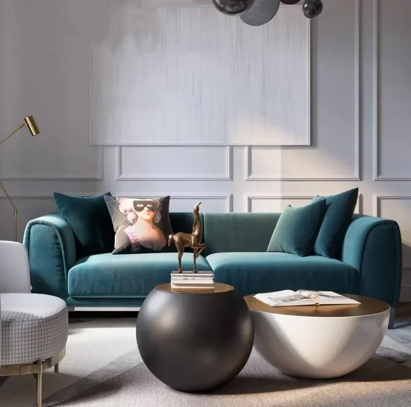 Modern American fabric sofa modern simple style small apartment Nordic three-person velvet sofa combination