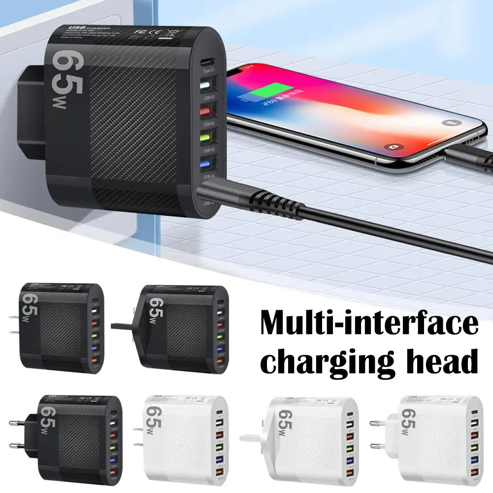 6 Ports USB Adapter for Most Smartphones and Other Digital Products US/EU/EU Adapter Plugs Charger