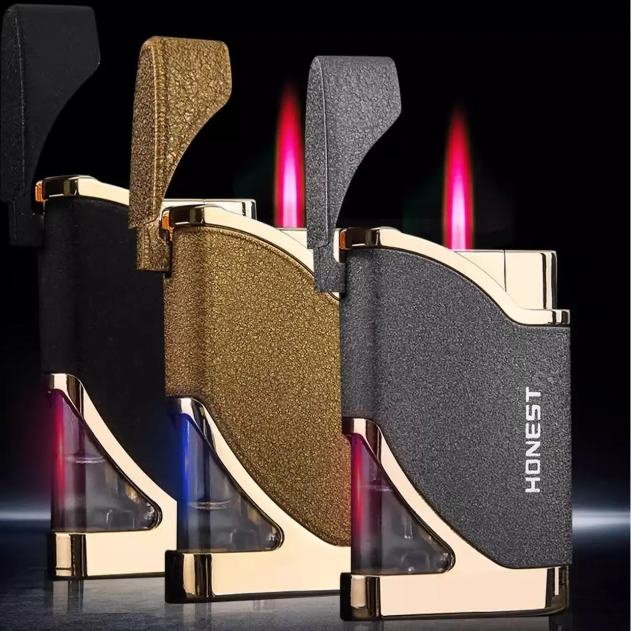 

Fashionable Women's Windproof Jet Lighter Metal Gas Lighter with Glowing Running Lights