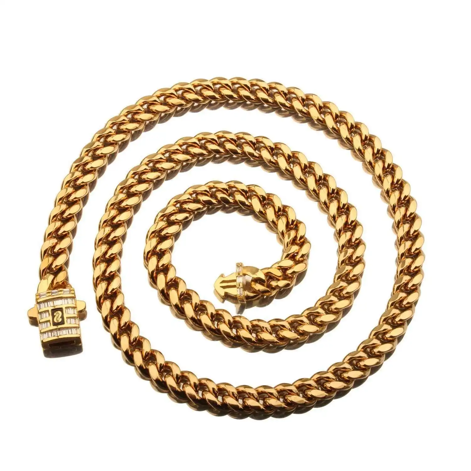 

BES HipHop 18k PVD-покрытие 6 мм/8 мм/10 мм/12 мм/14 мм Кубинская цепочка Майами Модная кубинская цепочка из нержавеющей стали Монако с цирконием