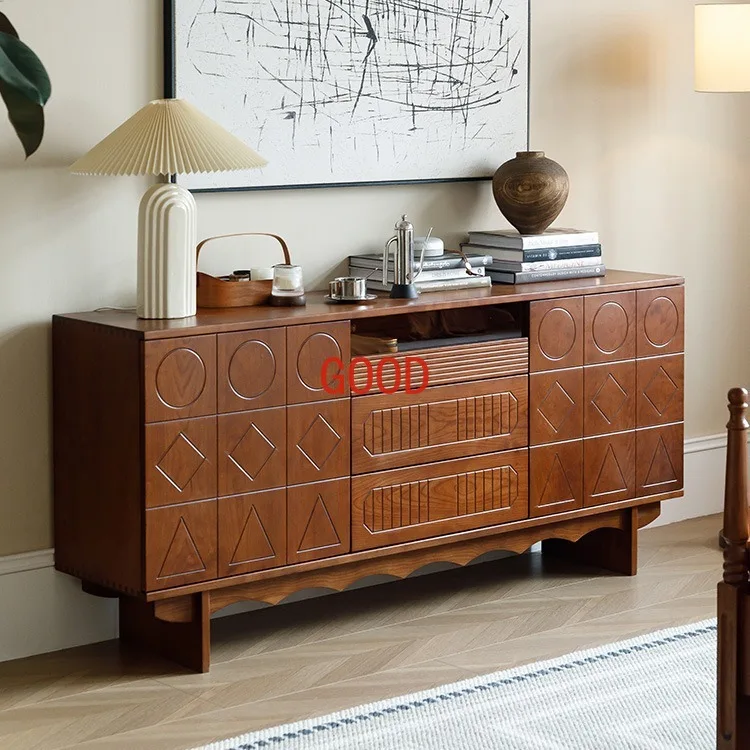 

Скандинавский полностью Деревянный Ретро-шкаф для телевизора