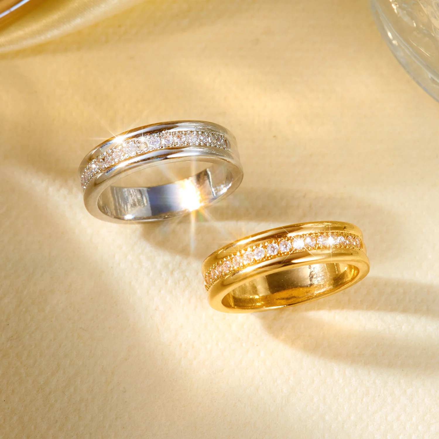 Klassischer Eingefasster Pavé-Ring für Damen Messing Zirkon Moderner Versprechensring Reise-Alternative Minimalistischer Eleganter Schmuck – Detail 5