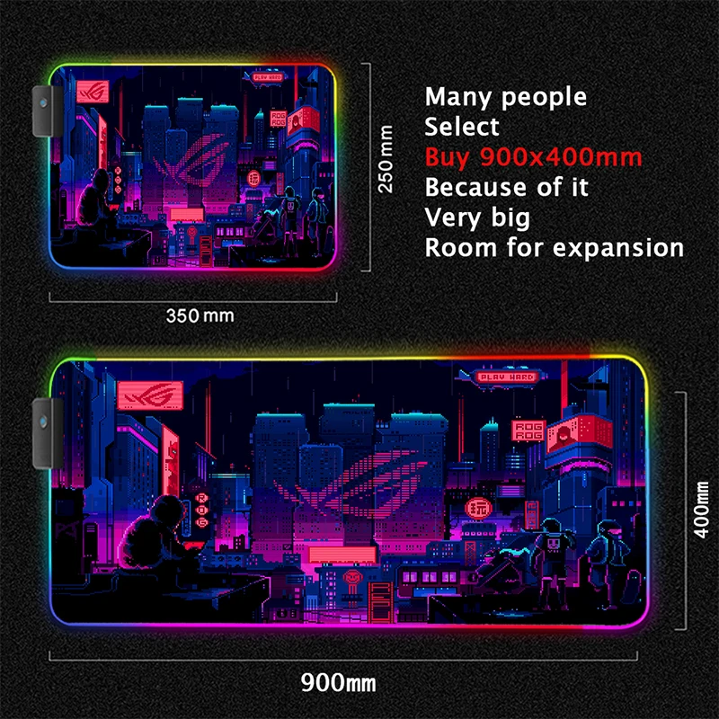 Customized City Asus Rog RGB Mouse Pad XL Multi-interface Four USB Docking Dock USB Hub Gaming MousePad Typec Interface Desk Mat