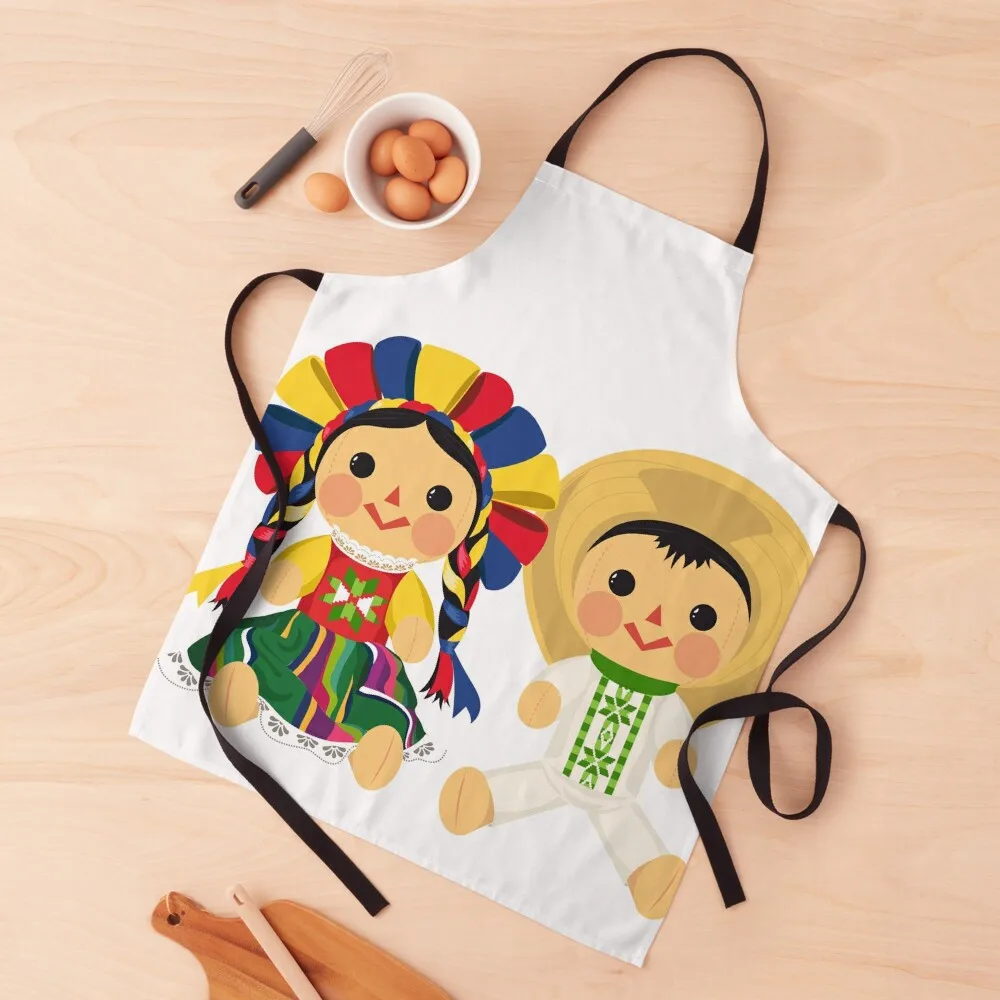 Mexican Maria Dolls. Mexican Otomi Dolls. Traditional Mexican Rag Dolls Apron For Nail Stylist christmas 2024 Apron