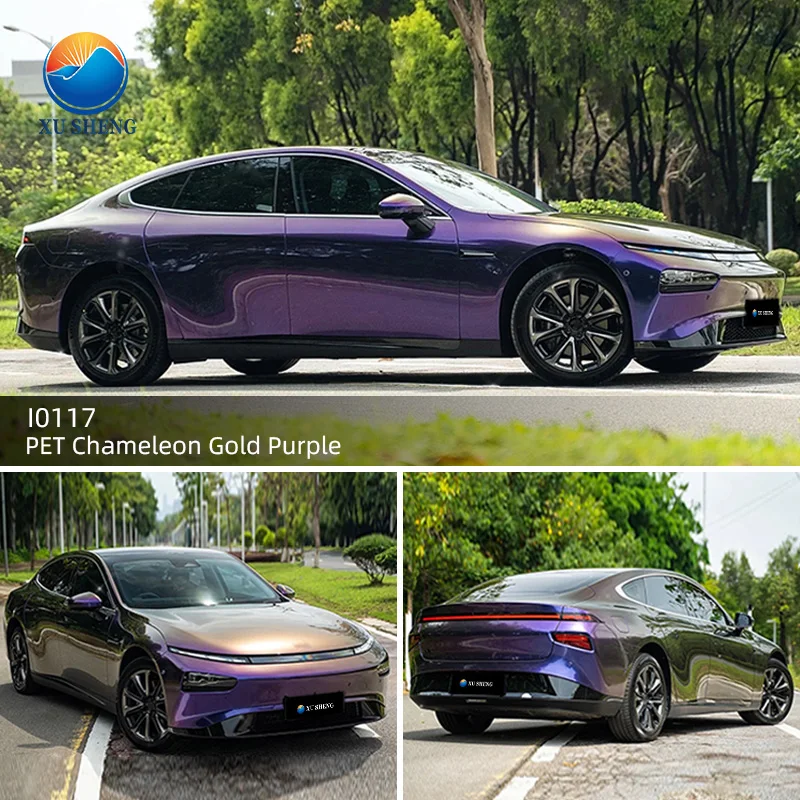 PET Diamond Chameleon Purple Blue Self Adhesive Premium Color Change Automotive Vehicle Wrapping Film Car Wrap Vinyl