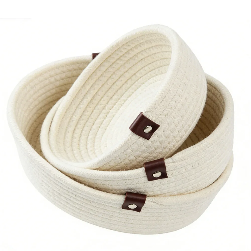 For Bedroom Cotton Rope Handcrafted Woven Basket Set Woven Cotton Rope Handcrafted Design Retains Shape For Bedroom