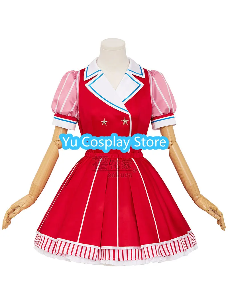 Tenma Saki Cosplay Costume Welcome To Diner Red Maid Dress Cute Party Suit Halloween Carnival Uniforms Custom Made