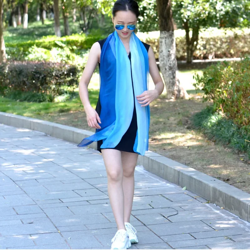 Women Chiffon Solider Color Scarf Gradient Silk Scarf Summer Thin  Shawls and Wraps  Femme Beach Pashmina Shawl Long Soft Wrap