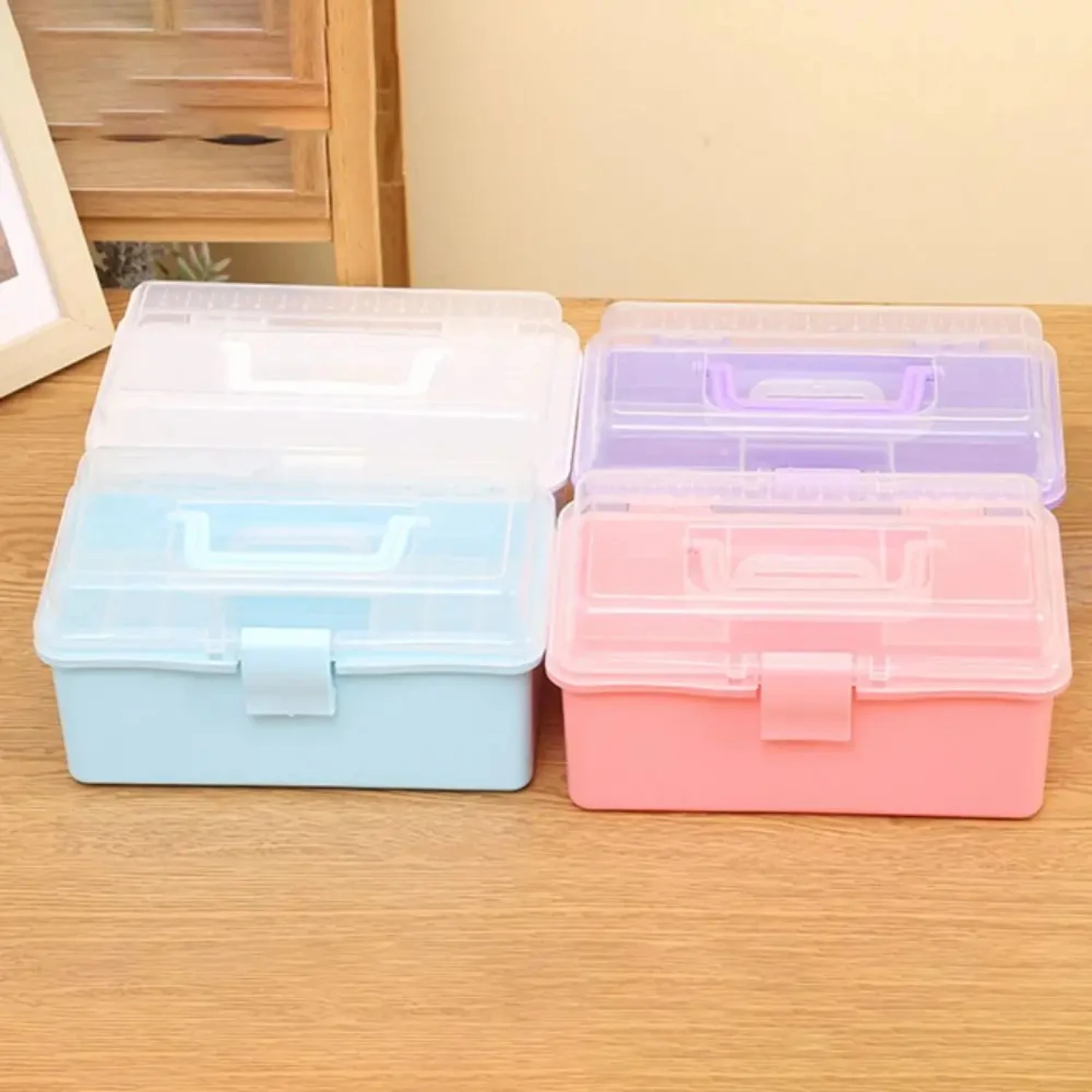 Large Capacity Multifunctional Portable Plastic Makeup Organizer Box with 2/3 Layers - Foldable Hairpin Nail Art Jewelry Box