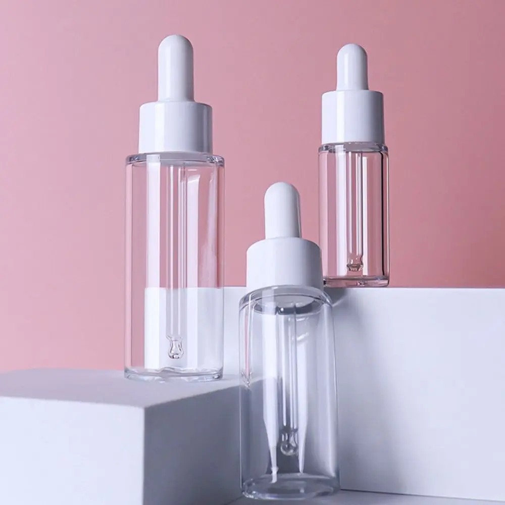Botellas cuentagotas de aceite esencial de 20-50ml, botellas rellenables de plástico blancas, botellas de aromaterapia con cabezal de goma grueso, botellas de belleza Solon