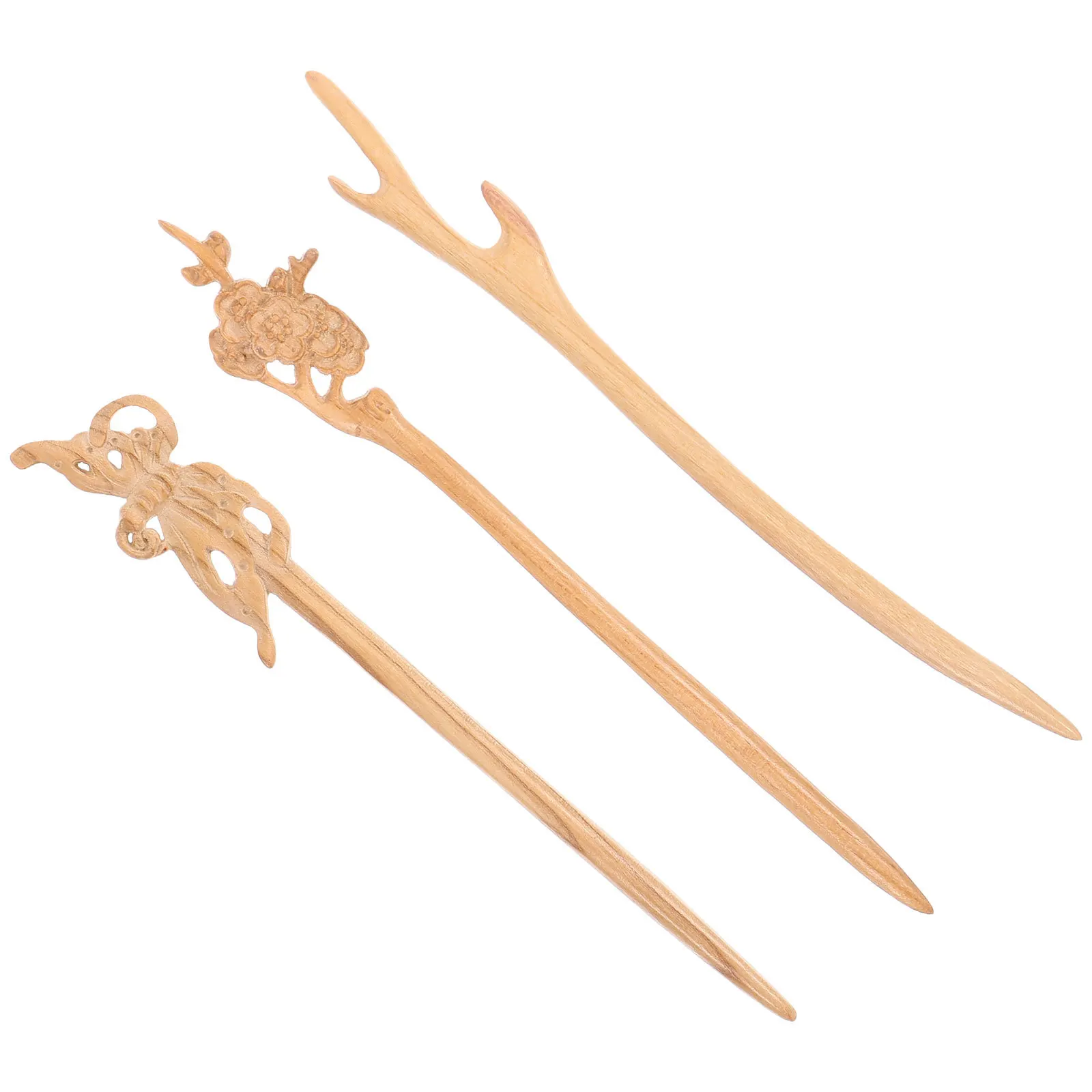 3pcs Wooden Chinese Accessories For Long Bun Vintage Chopsticks Women Accessories Chinese Hair Pins Hair Styling Tools