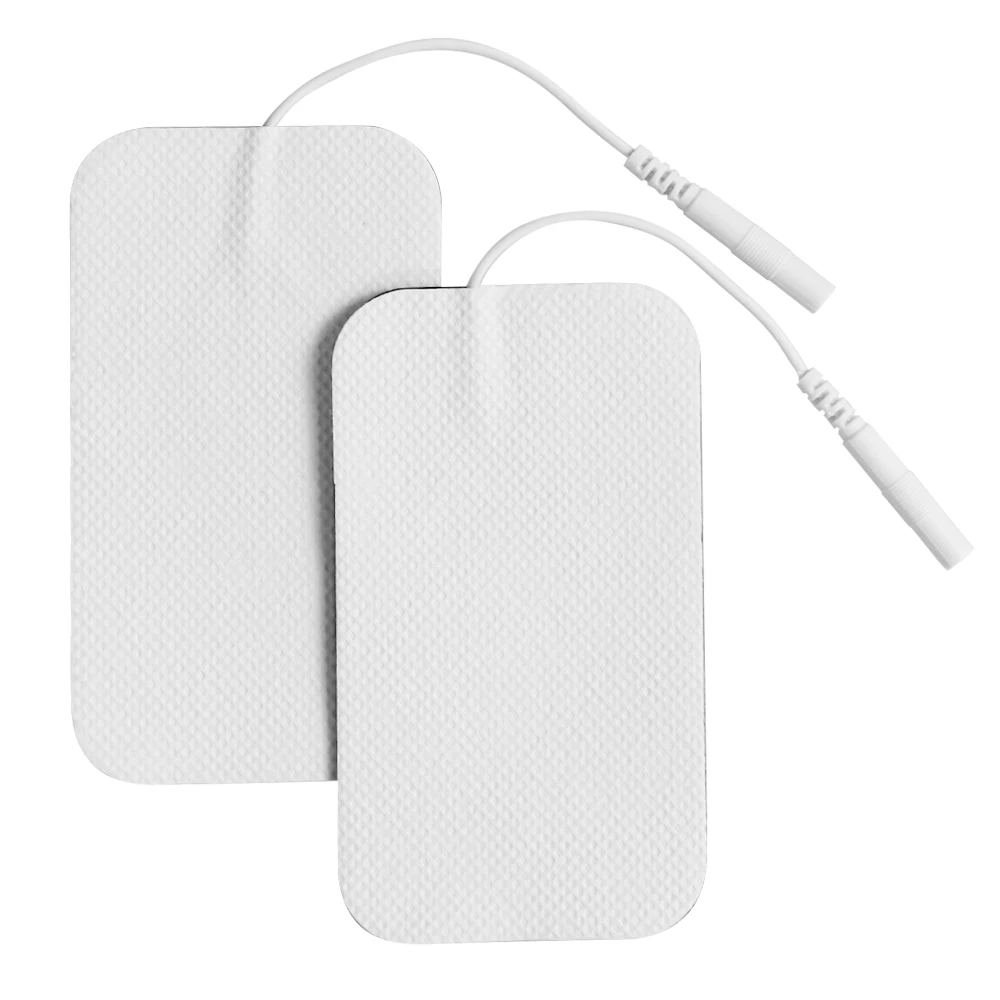 20pcs 2mm Plug Electrode Pads Reusable Massage Pads 5x9cm for Conductive TENS Unit Treatment Machine Muscle Stimulator Patches