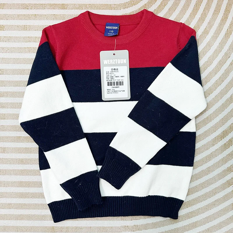 Striped Boys Sweaters Winter Fall Kids Pullover Cotton Children Clothes