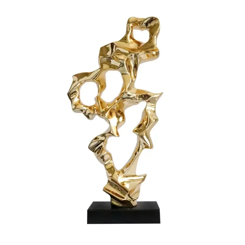 Electroplating Resin Abstract Sculpture Modern Art Statue for Home Interior Decoration Advanced Style Artificial Ornament