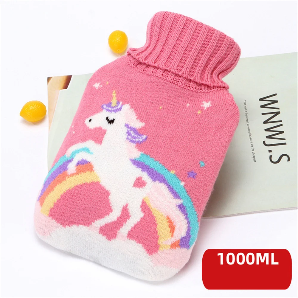 Christmas Hot Water Bottle knitted Cover Hand Foot Warmer Cartoon Household Water Bag Protective Cover Heater Hand Warmer 2000ml