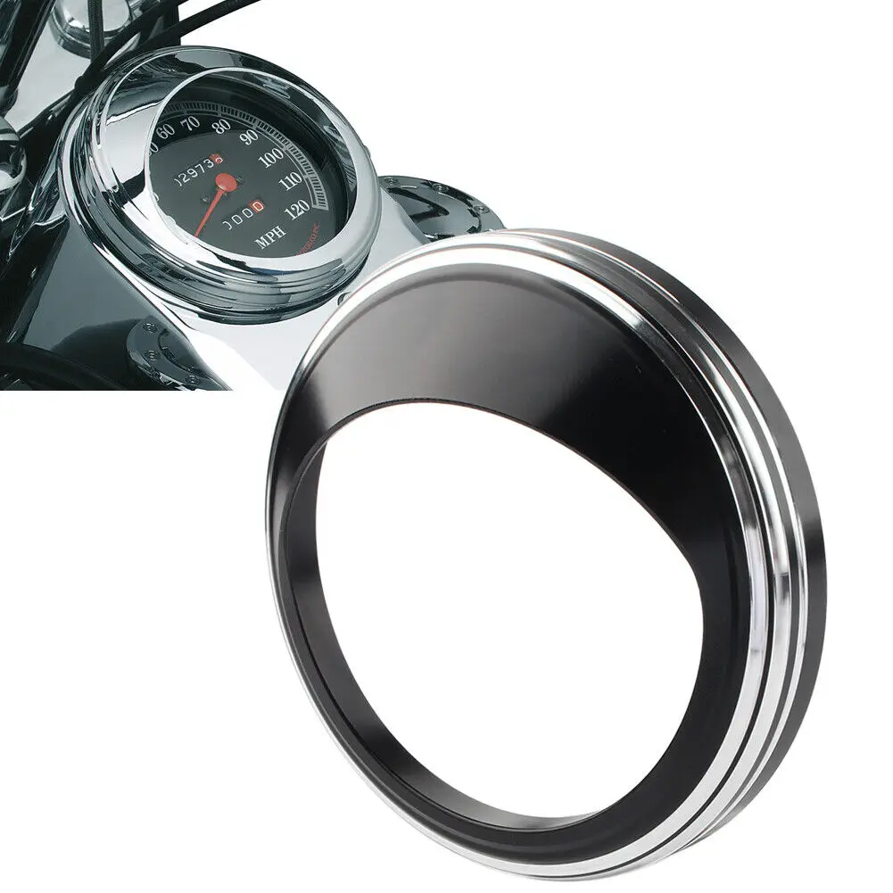 

New 5" Aluminum Speedometer Trim Ring Visor Bezel For Harley Fatboy Road King