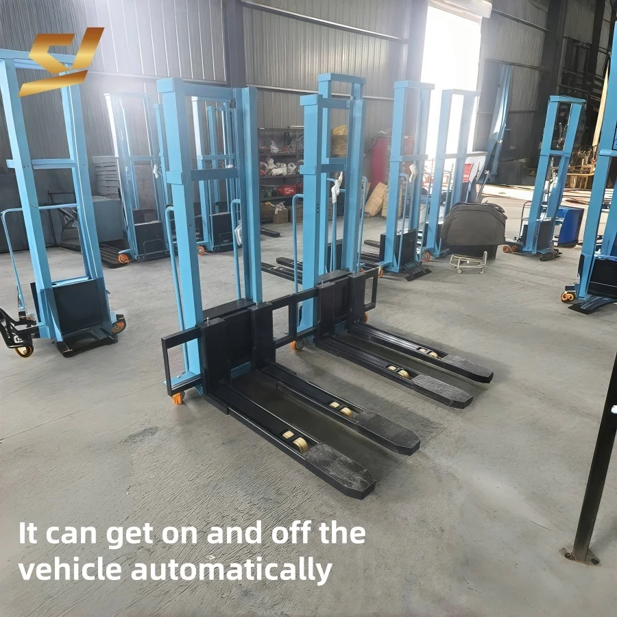 

Hydraulic Small Hand Remote Control Electric Forklift Manual Hand Pushed Forklift Self Lift Stacker