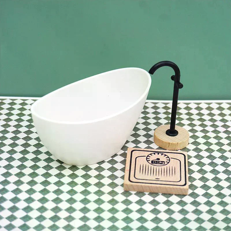 1:12 Dollhouse Furniture Toy Miniature Room Decor Bathroom Set Shower Toilet Bathtub Sink Commode Doll House Accessories