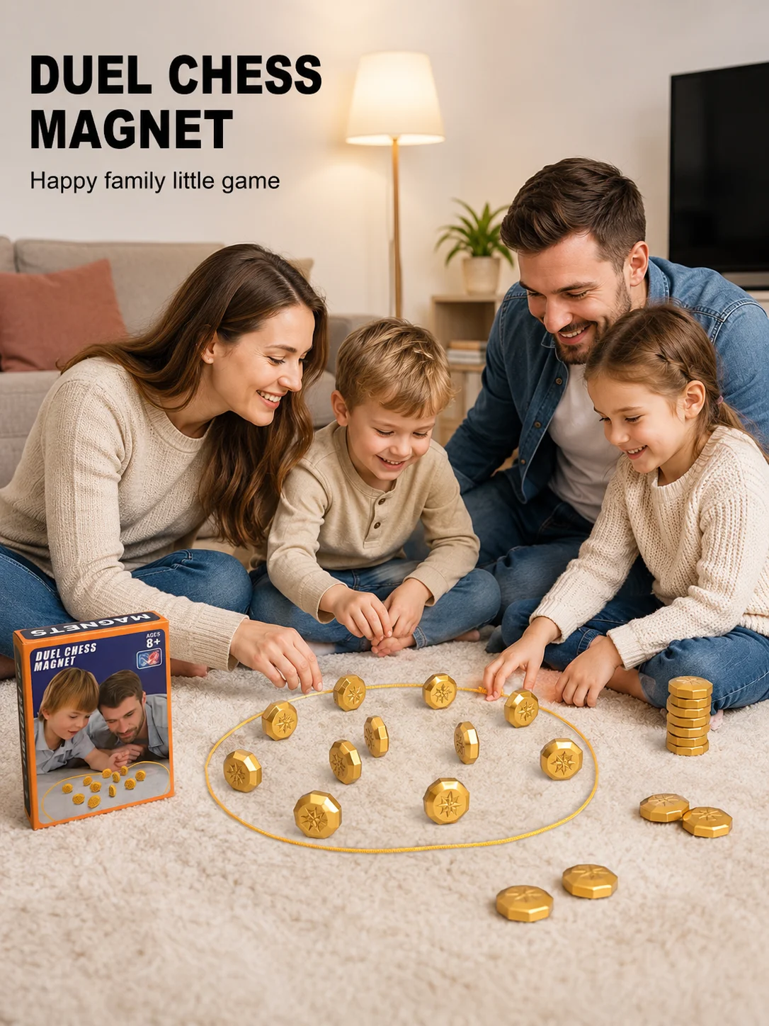 Magnetic chess game, puzzle strategy game, magnetic game with a string, two-player game suitable for kids and adults