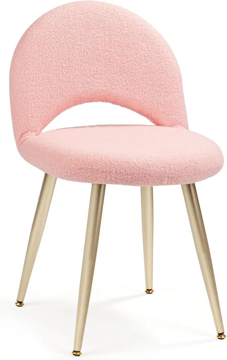 

Adjustable Back Vanity Chair, Pink Sherpa Makeup Stool for Teens & Petite Adults, 220 lbs Capacity, Small Space Stool for