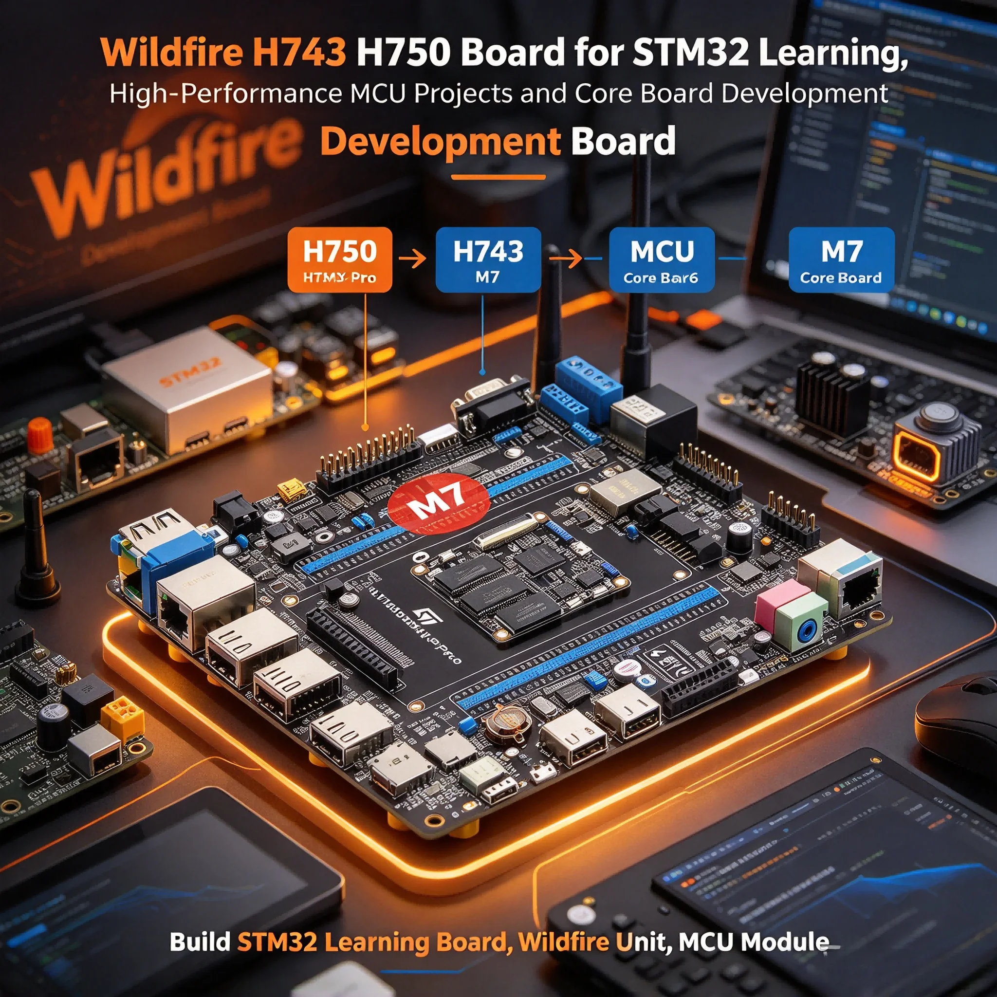 Wildfire H743/H750XB-Pro STM32 Development Board, STM32H750XBH6/H743XIH6 Learning Core Board