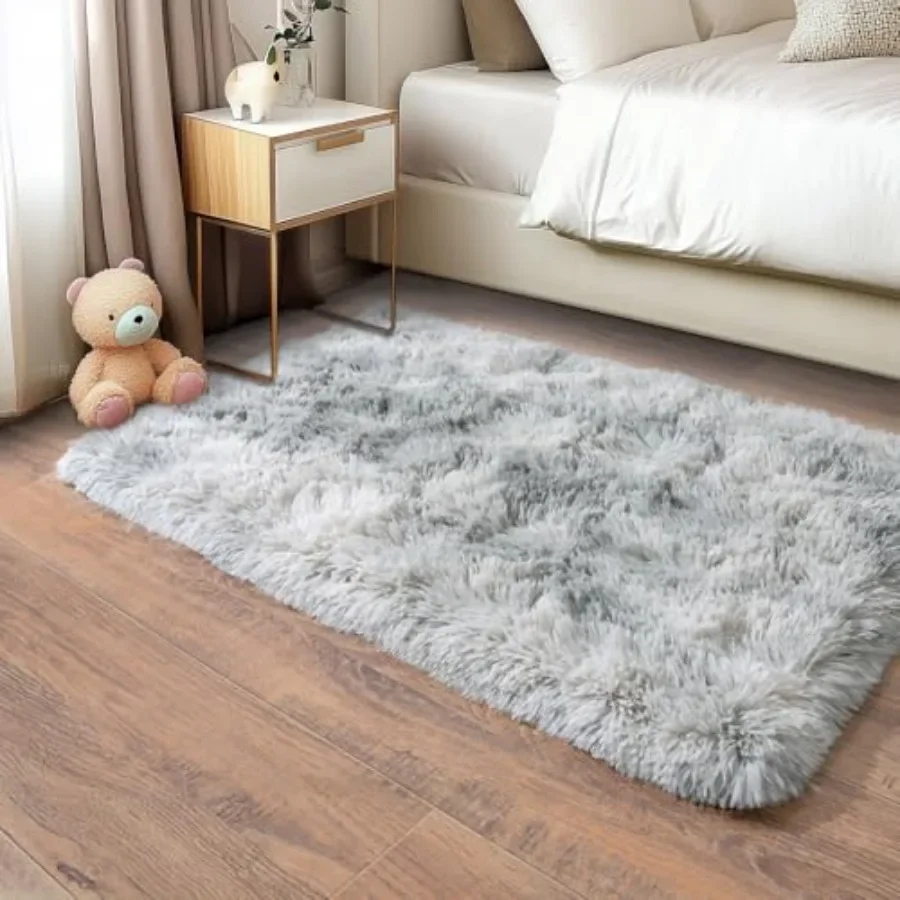 Fluffy Small Rug for Bedroom 2x3 Feet Shag Soft Area Rug Modern Plush Carpet Furry Cute Bedside Rug for Girls Boys Room Nursery view 4