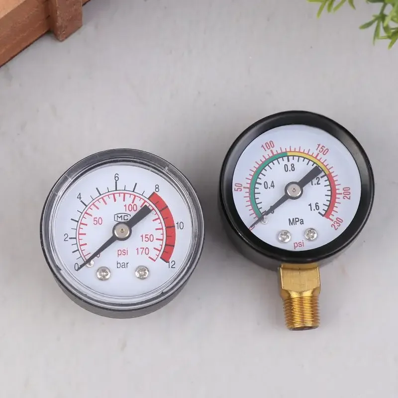 Manómetro compresor de aire fluido hidráulico neumático 0-12Bar/0-170PSI instrumento de medición de Dial fácil de leer
