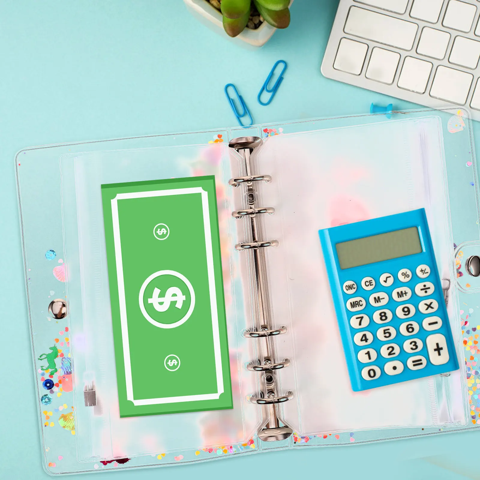 

1Set PVC Budget Binder Pockets Lightweight Compact Document Filing Bags for Monthly Expense Tracking Cash Envelope Organizer
