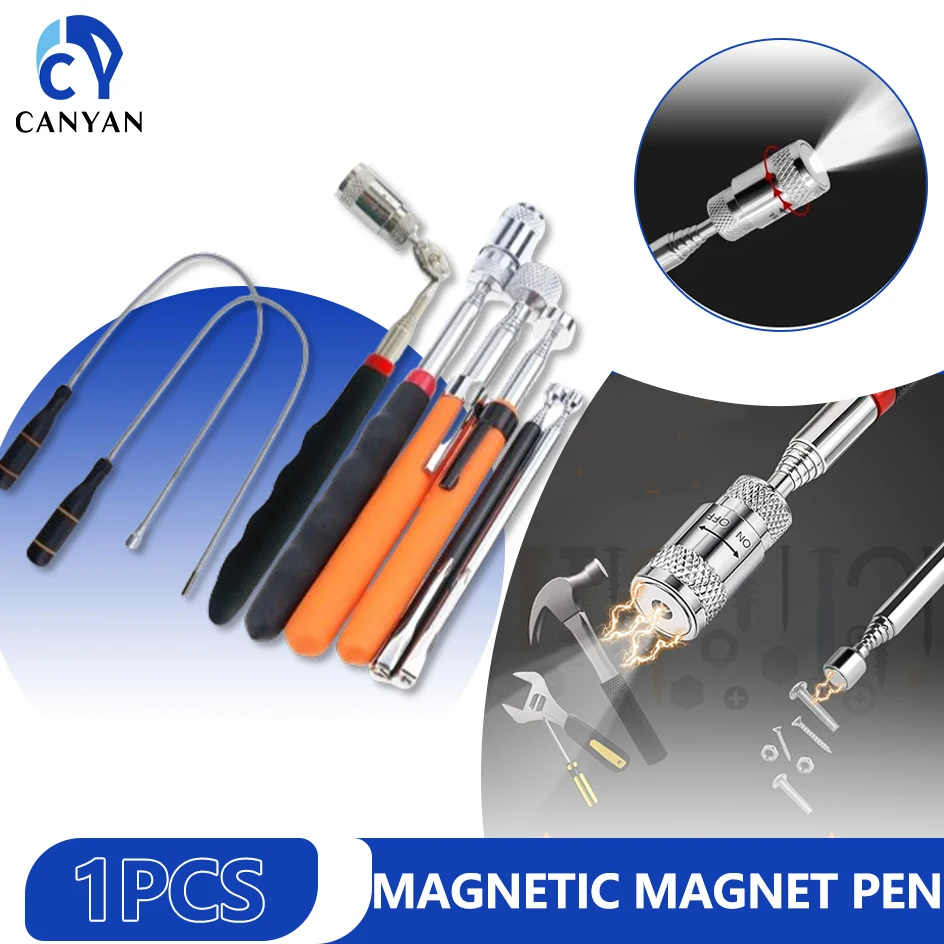 

Portable Mini Telescopic Magnetic Magnet Pen Convenient Tool for Picking Nut and Bolts Retractable Bendable LED Light Pickup Bar