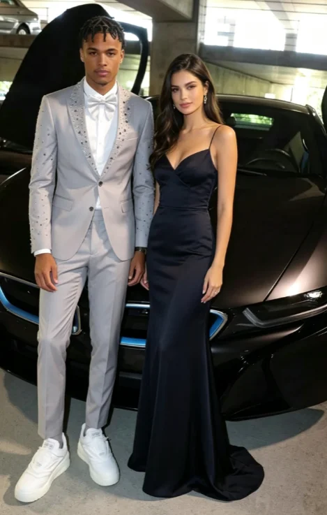 Handsome Gray Prom Men Suits Customized Slim Fit Shiny Diamond Groom Wedding Tuxedos 2 Pieces Sets Male Prom Blazers Ropa Hombre