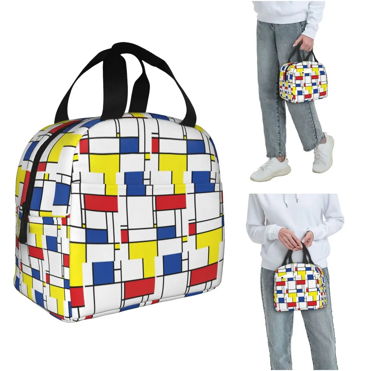 

Термосумка для обедов Mondrian Minimalist De Stijl Modern Art I.I. Fatfatin для женщин и детей, портативная термосумка для еды, ланч-бокс