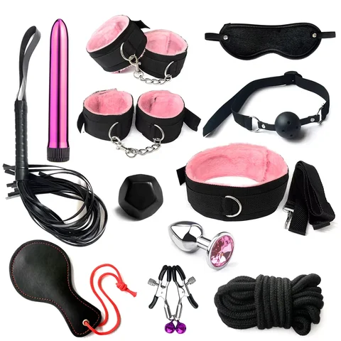 sexx Toys Nylon BDSM Kit Plush sexx Bondage sexx Toys for Women Set Handcuff Exotic sexx Games Whip Nipple Clamp Adult sexxy Toys 18