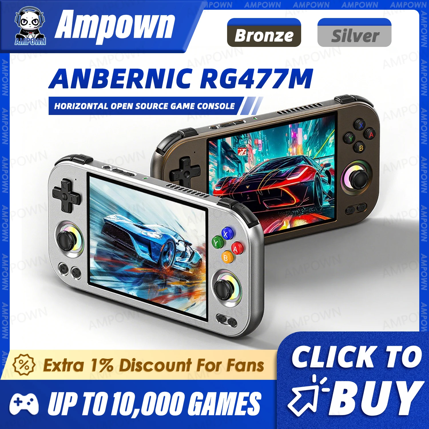 ANBERNIC RG477M وحدة تحكم ألعاب الفيديو 4.7 بوصة LTPS شاشة لمس داخل الخلية 120 هرتز Android14 الأبعاد 4nm معالج 27 واط شحن سريع 477 متر