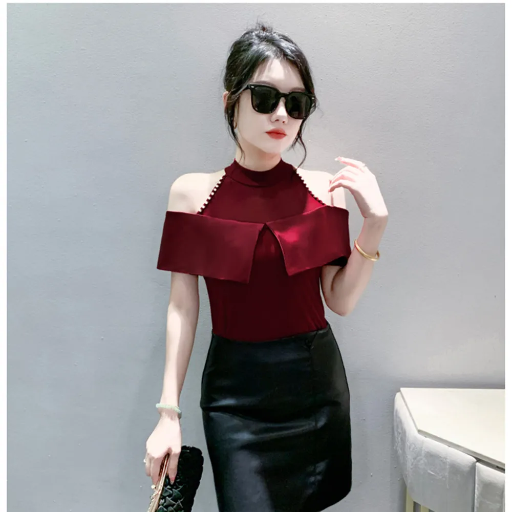 Kurzarm-T-Shirt für Damen, modisch, schlank, Retro-T-Shirts, Y2K, 2025, Sommer, neues hohles Ausschnitt-Off-Shoulder-Top für Damen