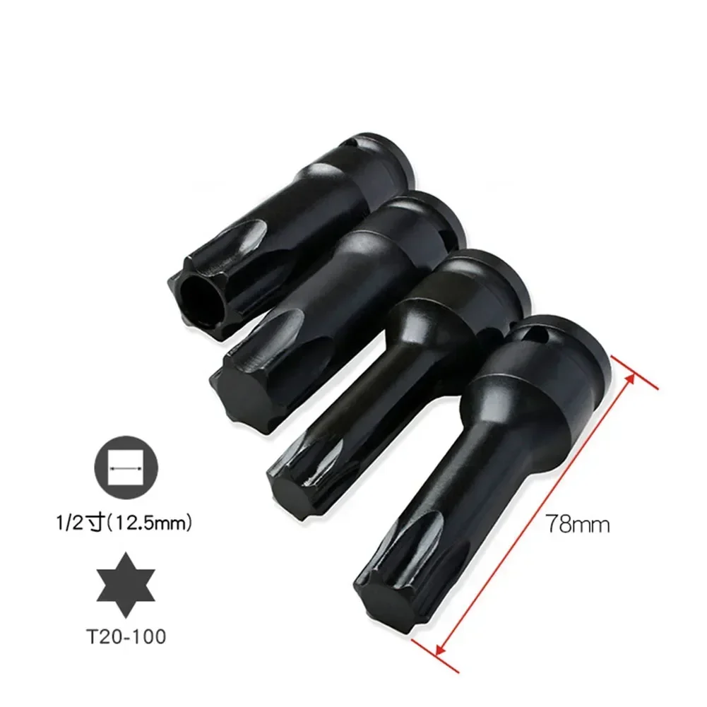 1pc 1/2 torx bit soquete adaptador de chave de ar 1/2 Polegada soquete cabeça quadrada T20-T100 chave adaptadora de soquete pneumático