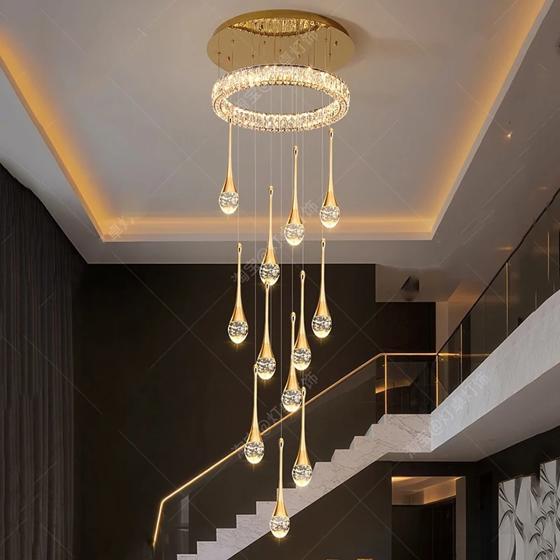 

Modern home decoration crystal chandelier, stair Pendant lamp, living room Pendant lights, interior lighting
