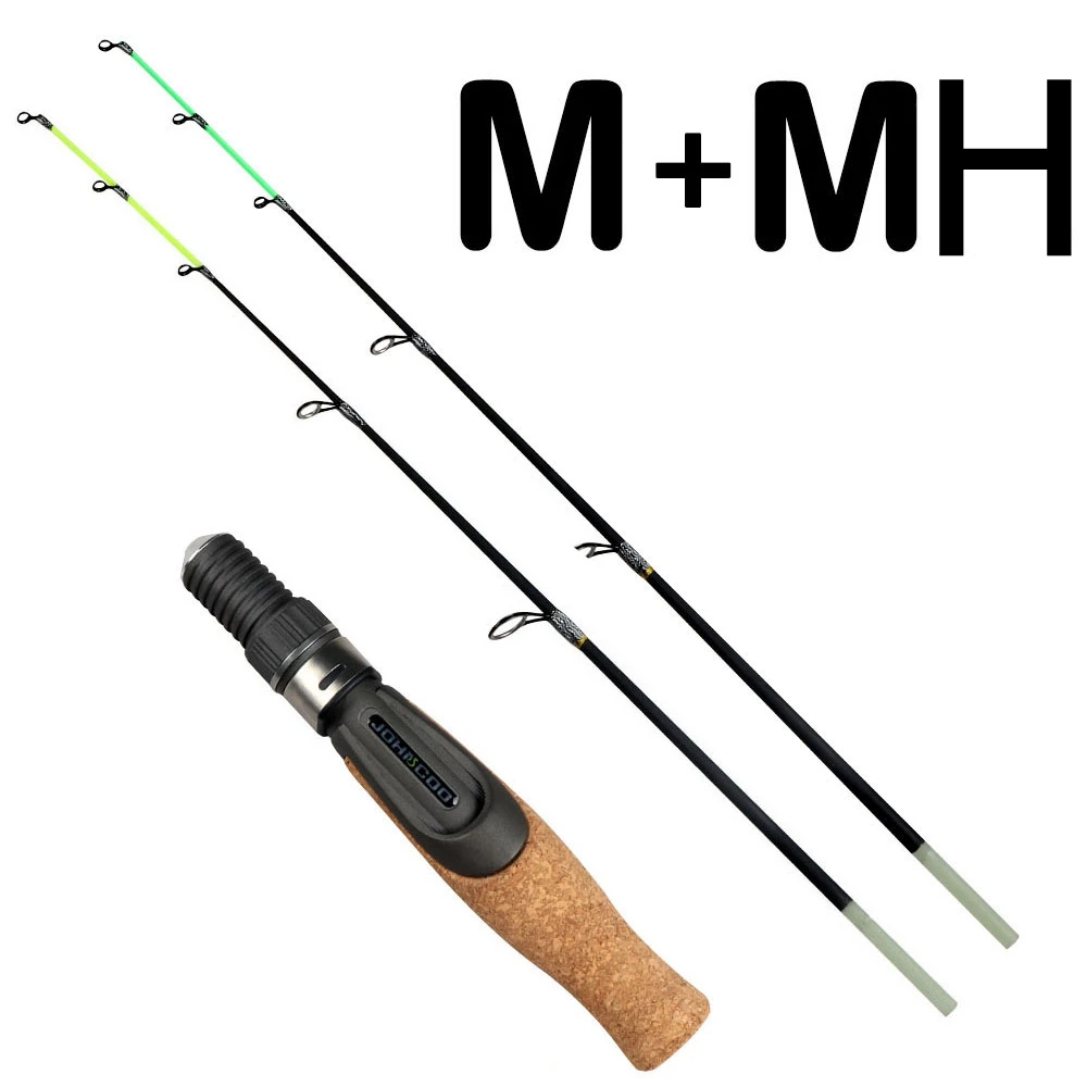 Eis angelrute Stange 53cm Flache Feste spitze 2 abschnitt Winter Angelrute Licht gewicht Glasfaser Fluss Garnelen Karpfen angelrute