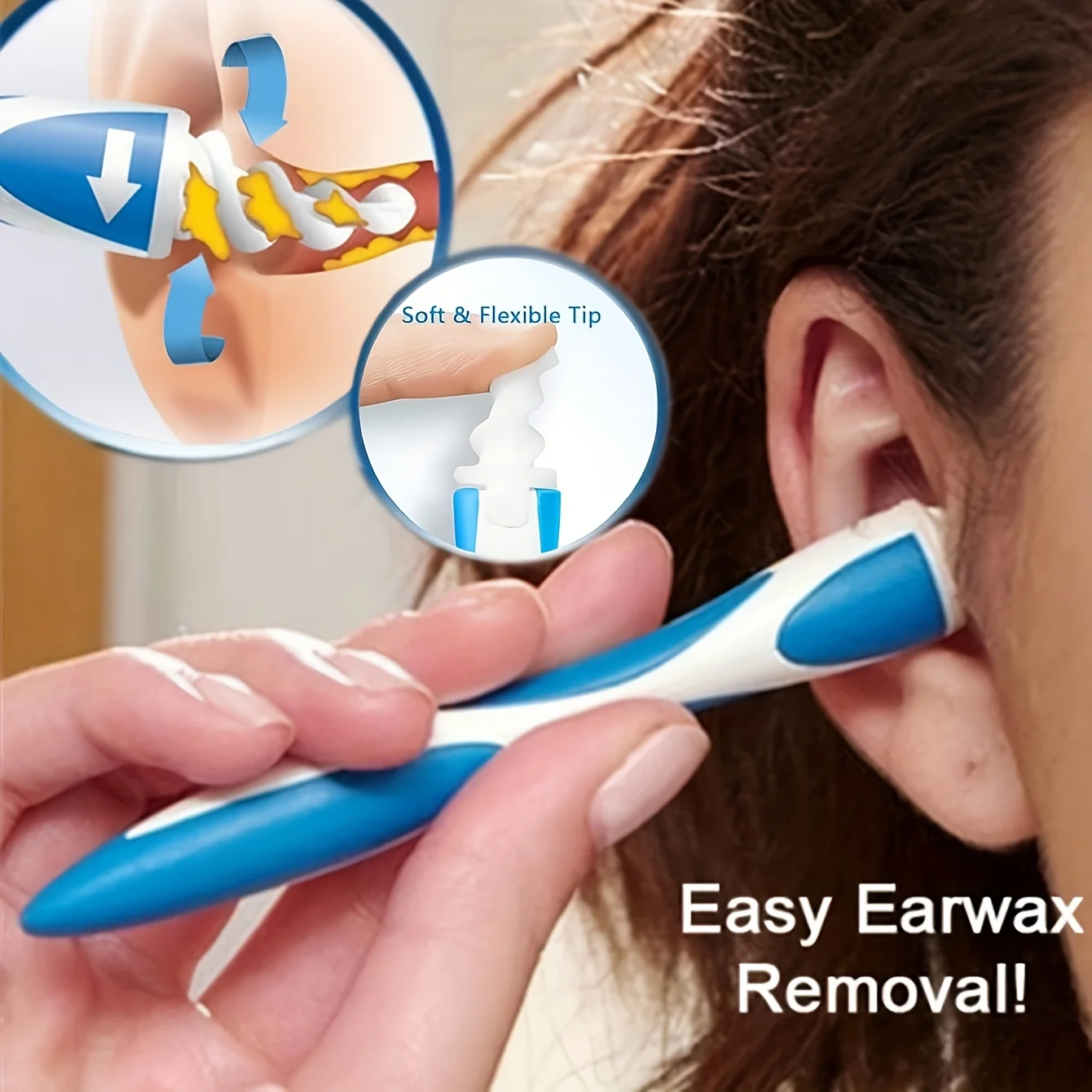 

Reusable Ear Plug & Ear Spoon Set – 16 Silicone Spirals + 1 Handle, Ear Spoon with Spiral Ear Cleaner