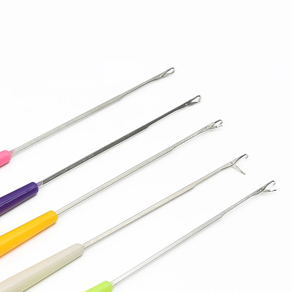 Manico in plastica gancio all\'uncinetto piccolo con scarpe maglione lingua perline parrucca strumenti per cucire a maglia per tessitura dei capelli