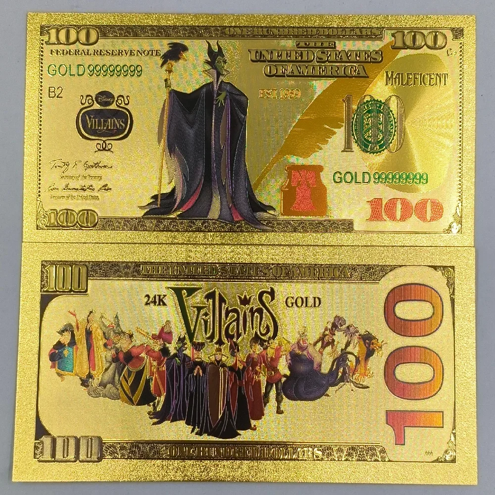Carte de film MINISO 4 modèles |   Billets d'or des méchants/princeses des dessins animés et des dessins animés américains |   Cadeau de jouet de collection pour enfants pour anniversaire
