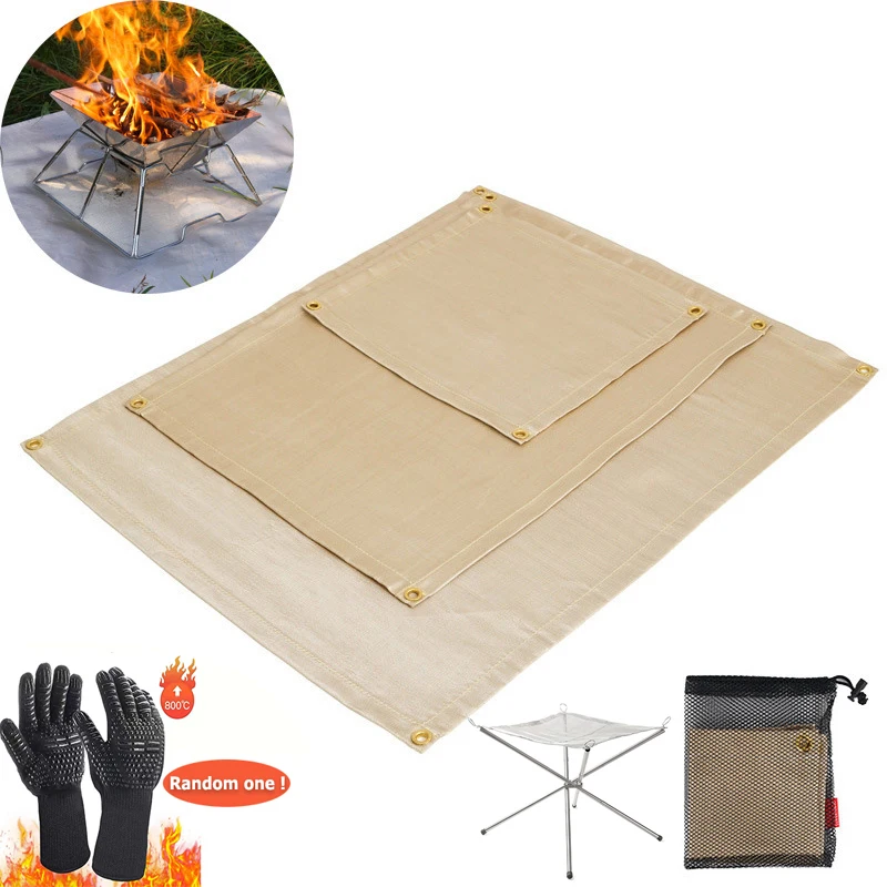 Outdoor Camping Fireproof Cloth Picnic Barbecue Insulation Mat Flame Retardant High Temperature Fire Blanket Fiberglass Mat