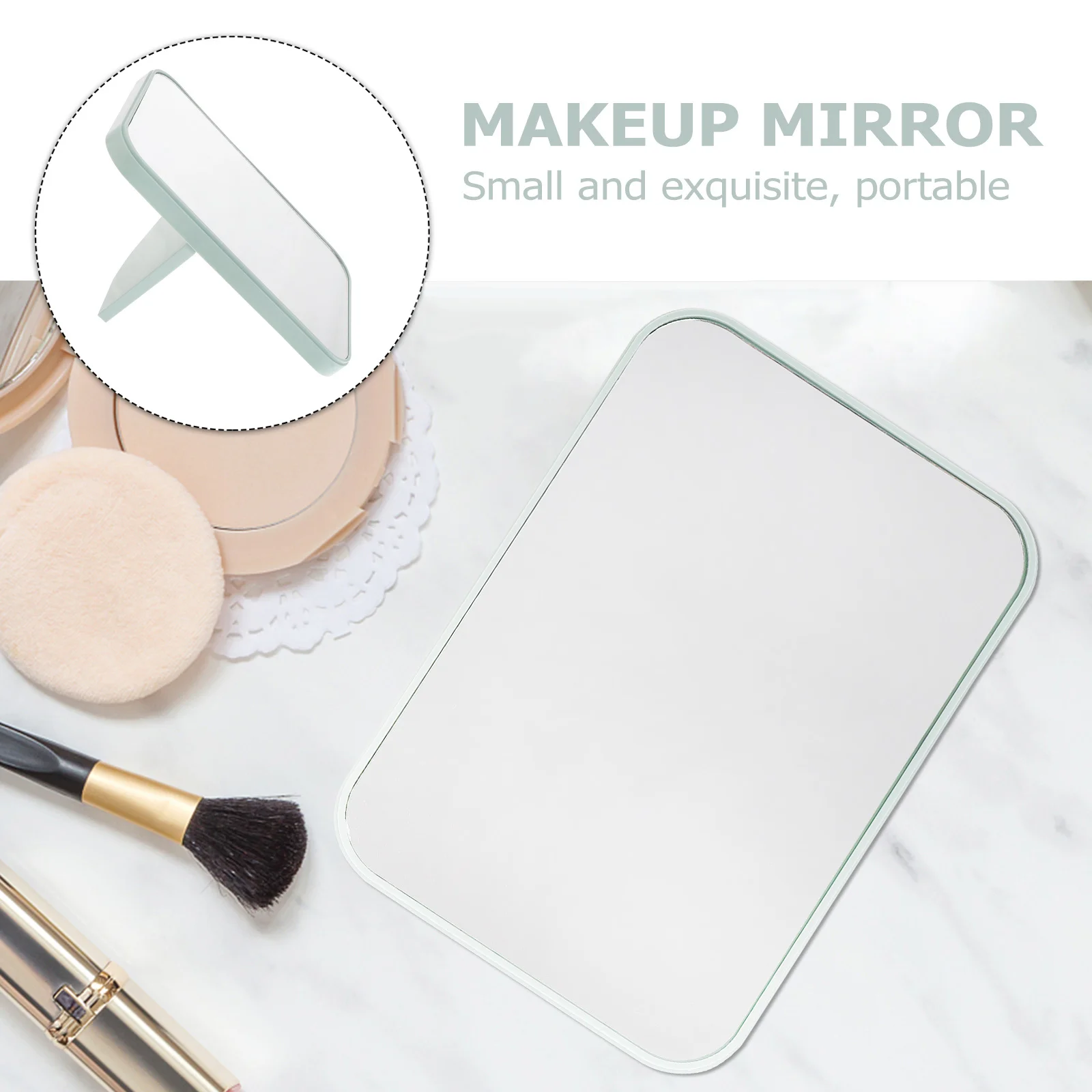 Compact Foldable Makeup Mirror Light Purple Portable Desktop Mirror Surface for Home Office Travel